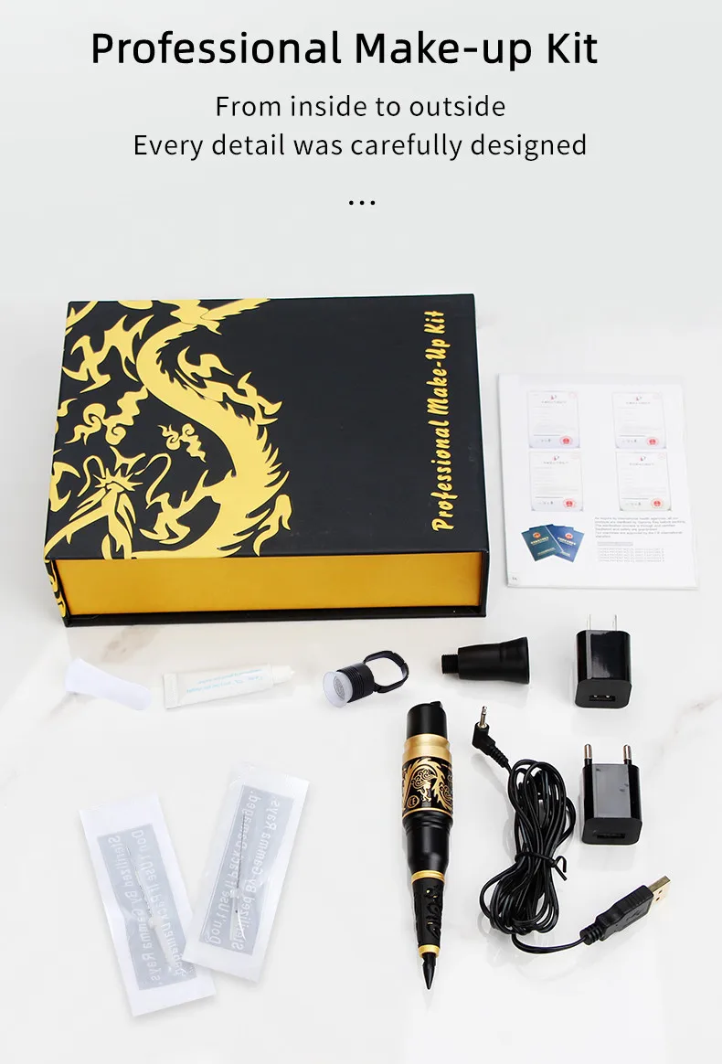 Professional Origin Golden Dragon New Complete Tattoo Machine Gun Kit