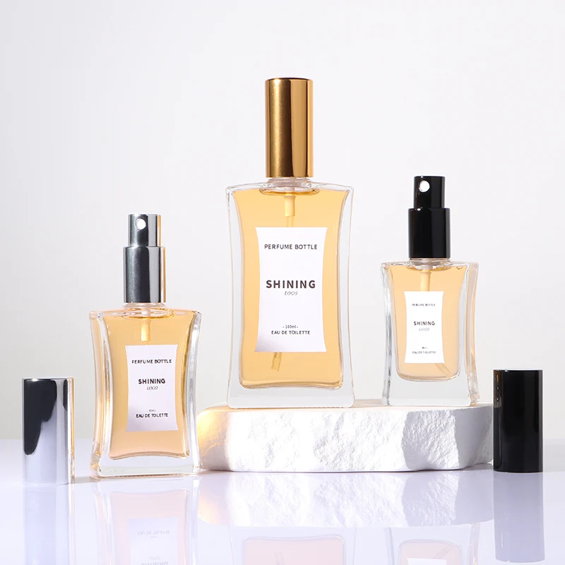 30ml 50ml 100ml Empty Luxury Popular Design Glass Perfume Oil Bottle With Sprayer and Lid