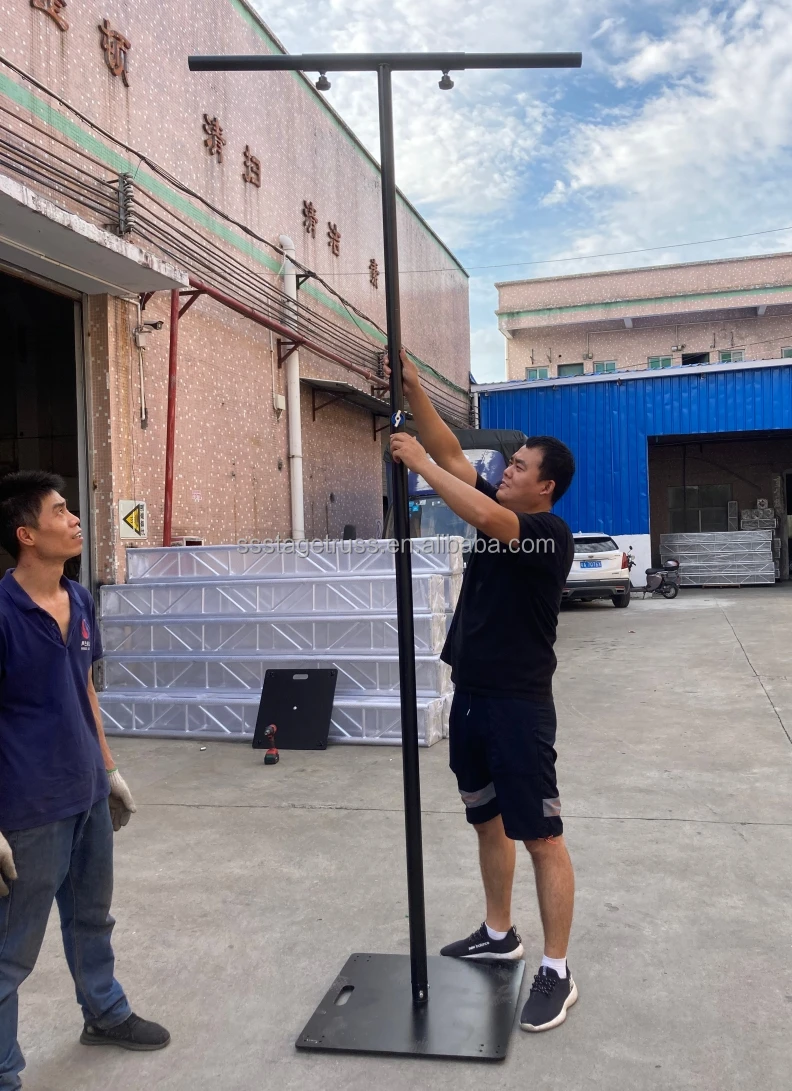 product adjustable 18 32m aluminum display stand height t shape light  iiron base 60kg load bearing-8