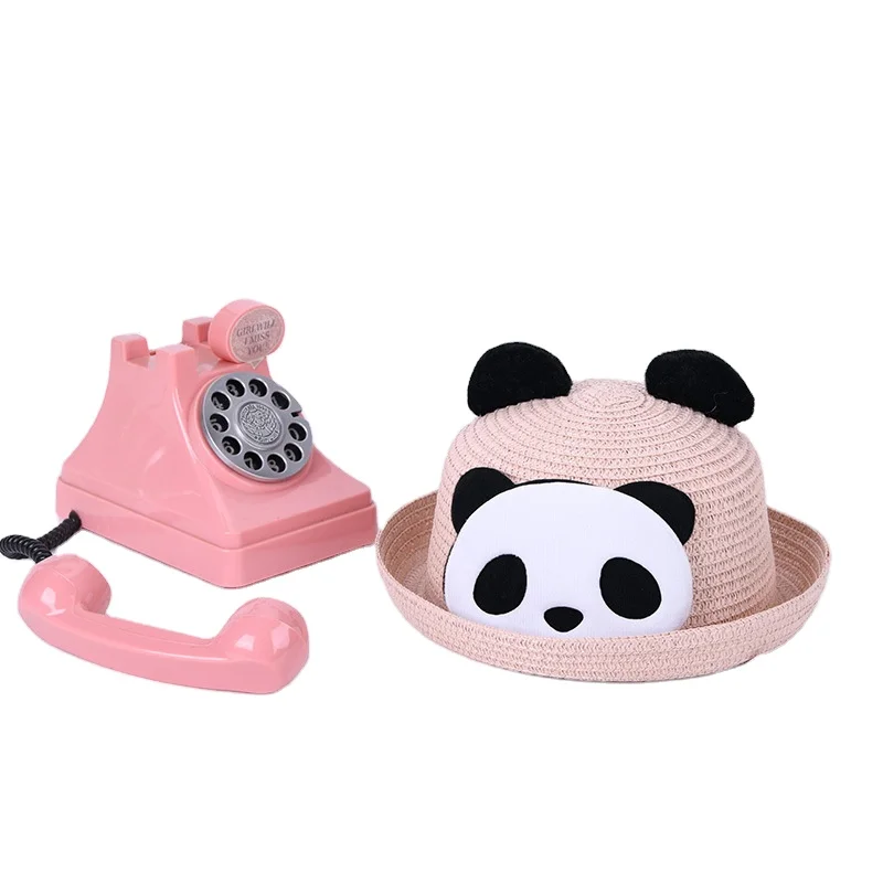 Летняя Корейская версия панда мультфильм шляпа от солнца детская соломенная