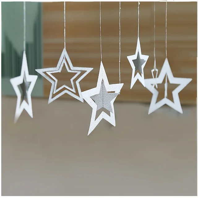 Partymane Glitter Star Hanging Bunting Foam Paper Luxury Xmas