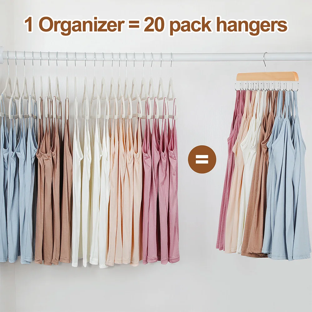 LINDON Patented Design 20 Hooks Capacity Space Saving Foldable Hanger for Tank Top Bra Scarf Belt Tie