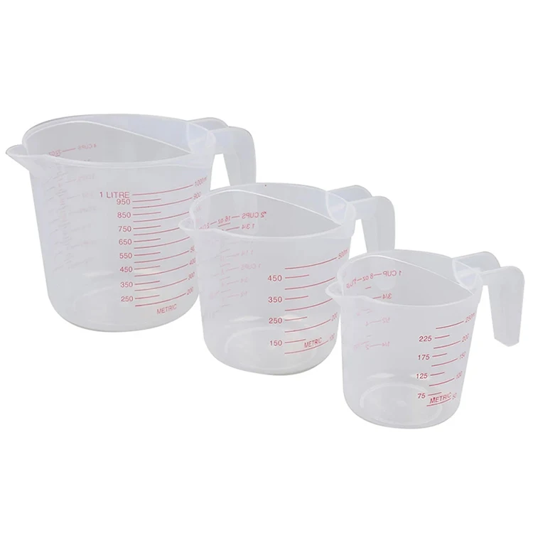 3pcs/set 250/500/1000ML Plastic Measuring Cup, Classic Transparent Liquid  Measuring Cup With Marker For Kitchen