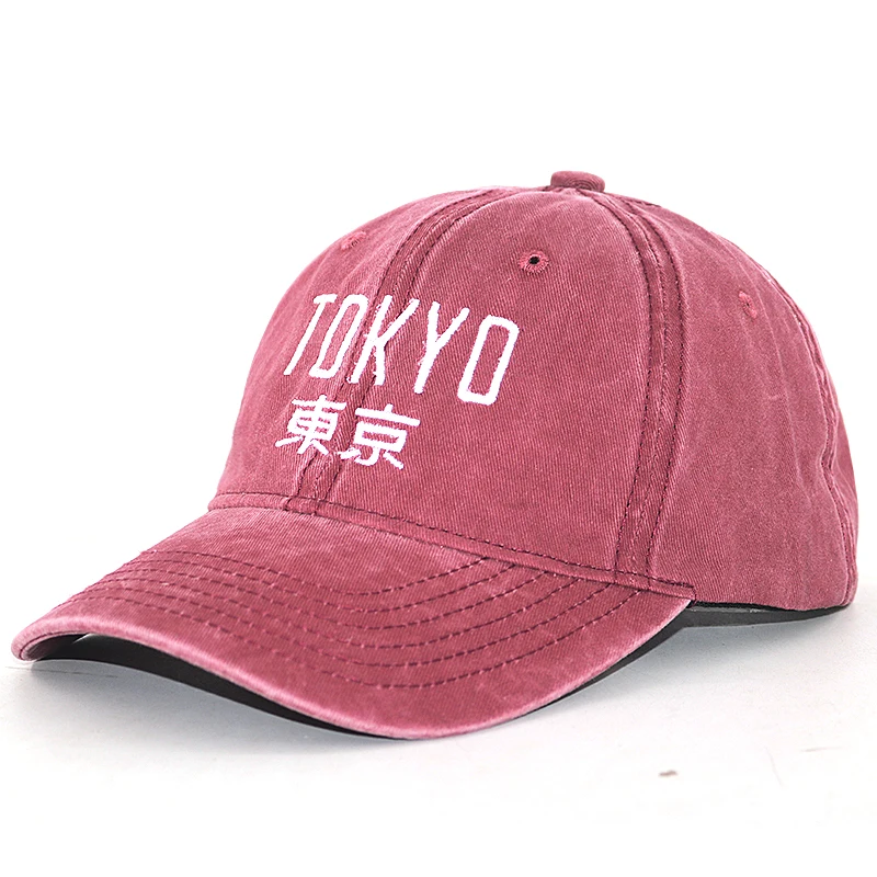 Custom Japanese Tokyo Embroidery Baseball Cap - Cotton Washed Dad