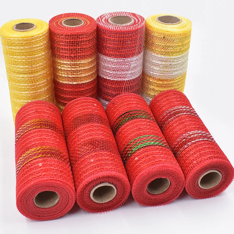 Yellow Faux Jute Mesh 10" X 10 Yard Roll Metallic Deco Poly Mesh Ribbon