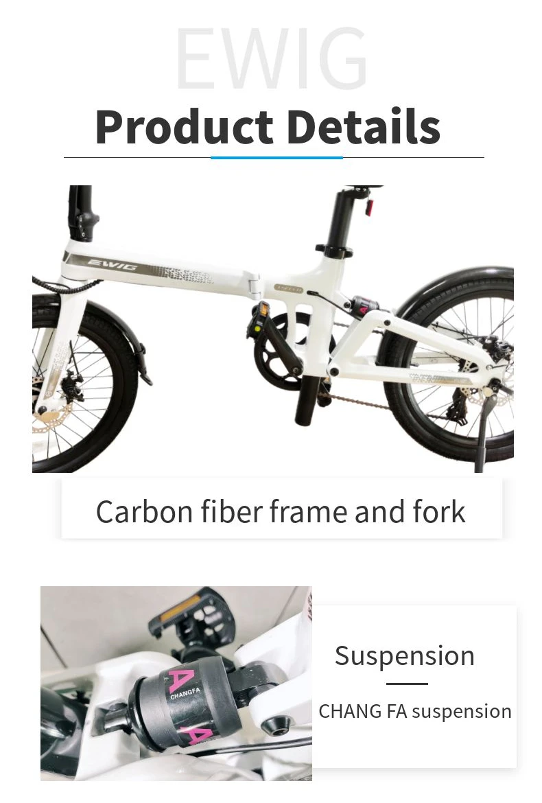 EWIG Outdoor City Folding Bike 7 Speed Carbon Fiber Frame 20 Inch Super light Road Foldable Bike