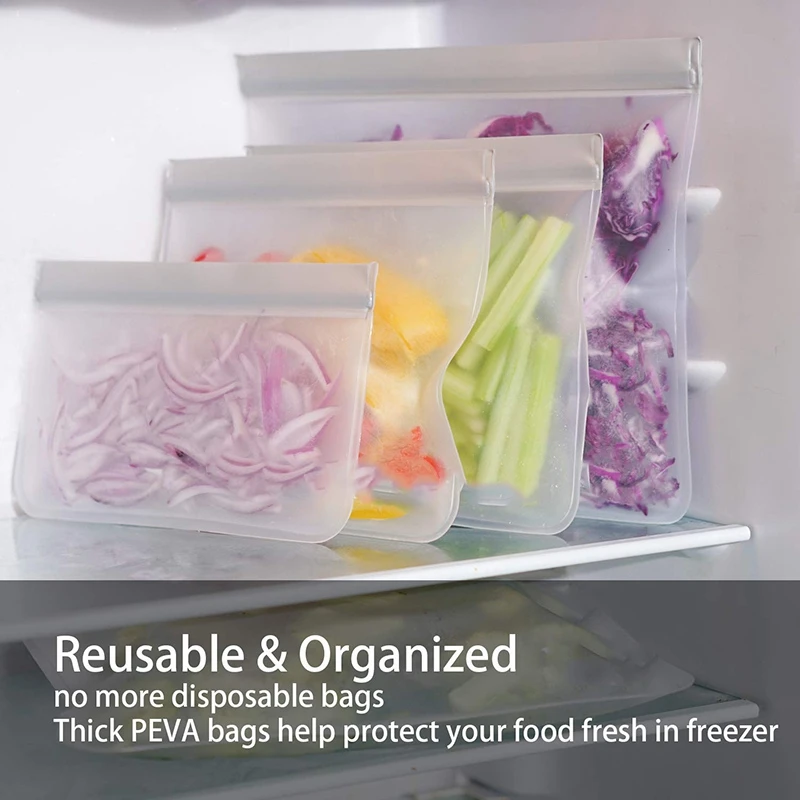 Biodegradable Reusable PEVA Ziplock Leakproof Storage Bag for Snacks and Sandwich