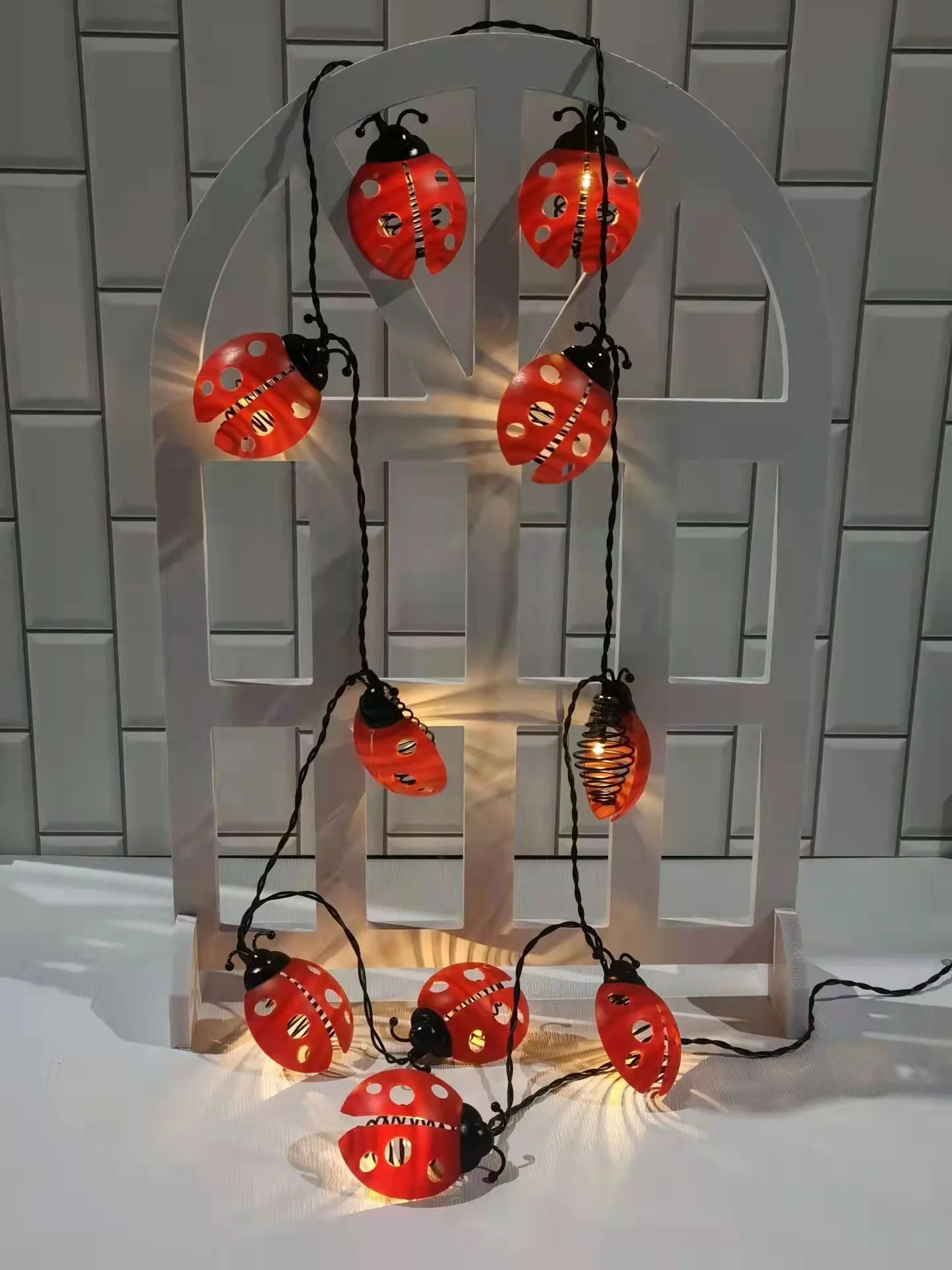 waterproof solar holiday festival garden new insect ladybug style string light decoration manufacture