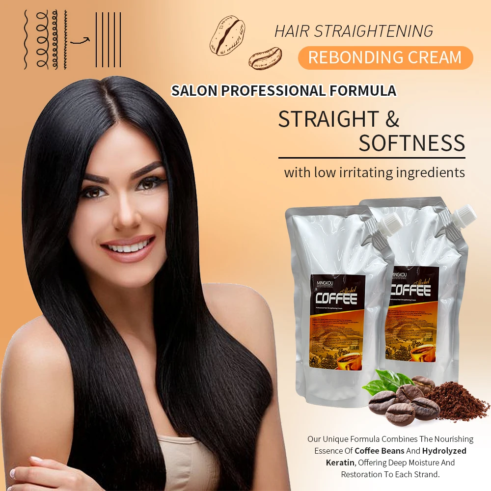 Customize Silky 3 in 1 Coffee Essences & Hydrolized Keratin Hair Straightening Cream + Neutralizer (A & B Set 1000ml Each)