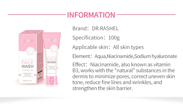 DR RASHEL OEM Niacinamide Whitening Fade Dark Spots Face Wash 100g