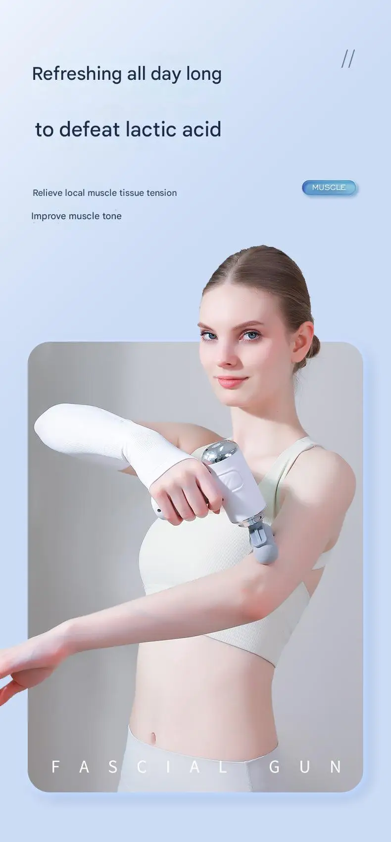 Triple Head Fascial Gun Massage 6 Adjustable Speed Levels Mini and Easy to Handle