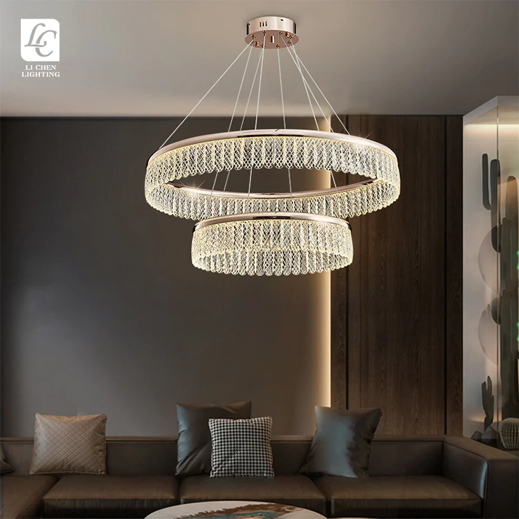 P0057 Modern Indoor Decoration Gold Chandelier Living Room Dining Room Acrylic LED Pendant Light
