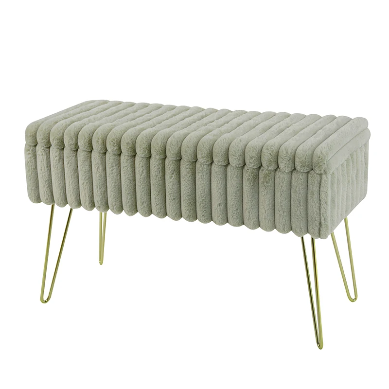High Quality Storage Bench Ottoman With Gold Legs Footrest Pouf for Bedroom Living Room