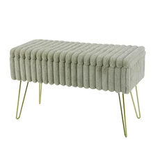 High Quality Storage Bench Ottoman With Gold Legs Footrest Pouf for Bedroom Living Room