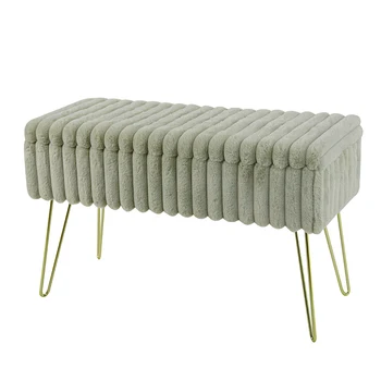 High Quality Storage Bench Ottoman With Gold Legs Footrest Pouf for Bedroom Living Room