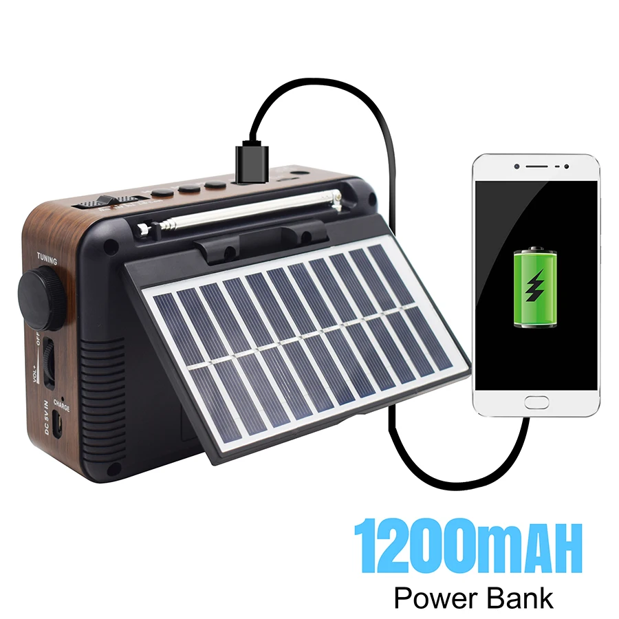 Factory Custom New Solar Panel Charging Portable Radio USB TF MP3 Music Player FM AM SW 3 Band Radio with BT