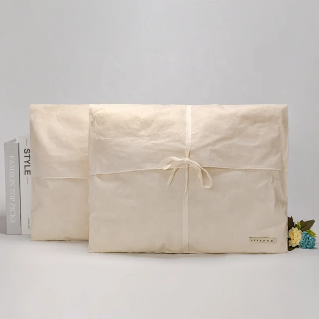 Custom Logo Printed Recyclable Cotton Soft Gift Envelope Flap Jewelry Package Pouch Handbag Shoe Cosmetic Dust Bag