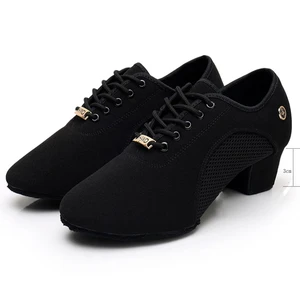 Modern Tango Cha Cha Ladies Dance Practice Shoes Comfortable Cotton Suede Outsole Soft-Soled Breathable Low Heel 3cm for Indoor