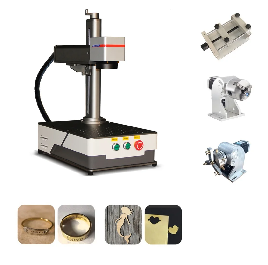 Rotatieas Rotary Cutter en Graveur Attachment met 3-klauwplaat en 230MM Track voor 50W 60W 80W 100W 130W CO2 Laser Graveermachine Tool Accessoire Kit voor Hout