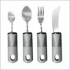 Grey large handle bent steak 4-piece set