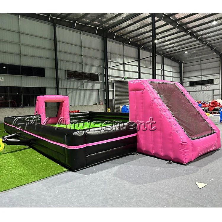 Customized Inflatable Football Field Inflatable Water Soap Slip and Slide Pitch Inflatable Soccer Field Shooting Game