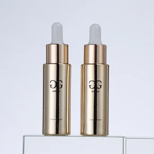 Luxury Skin Care Gold Essential Fragrance Oil Serum 15ml Cosmetic Dropper Glass Bottle with Silver Gold Dropper