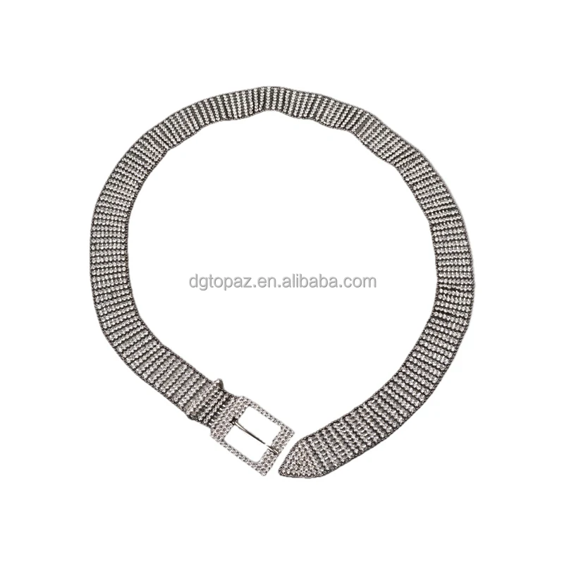 Ready design Silver color fancy crystal belt trim fashion style custom rhinestone women's belt