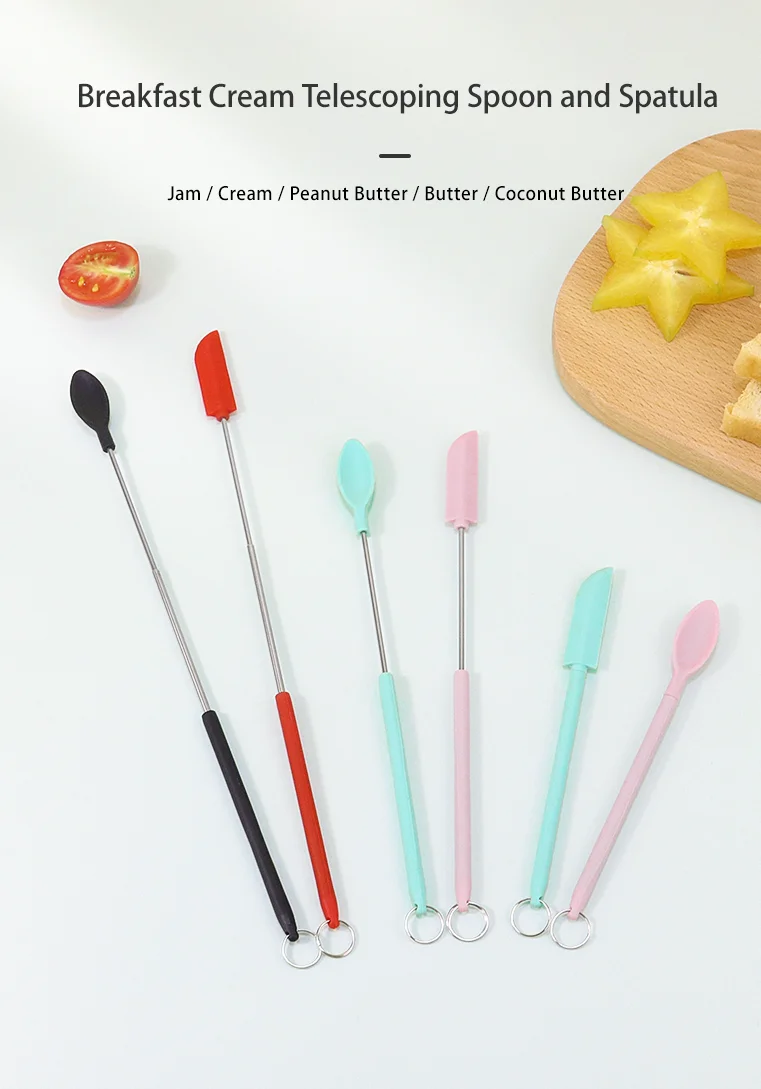 Mini Silicone Telescopic Spatula And Scooping Spoon, Mini Silicone