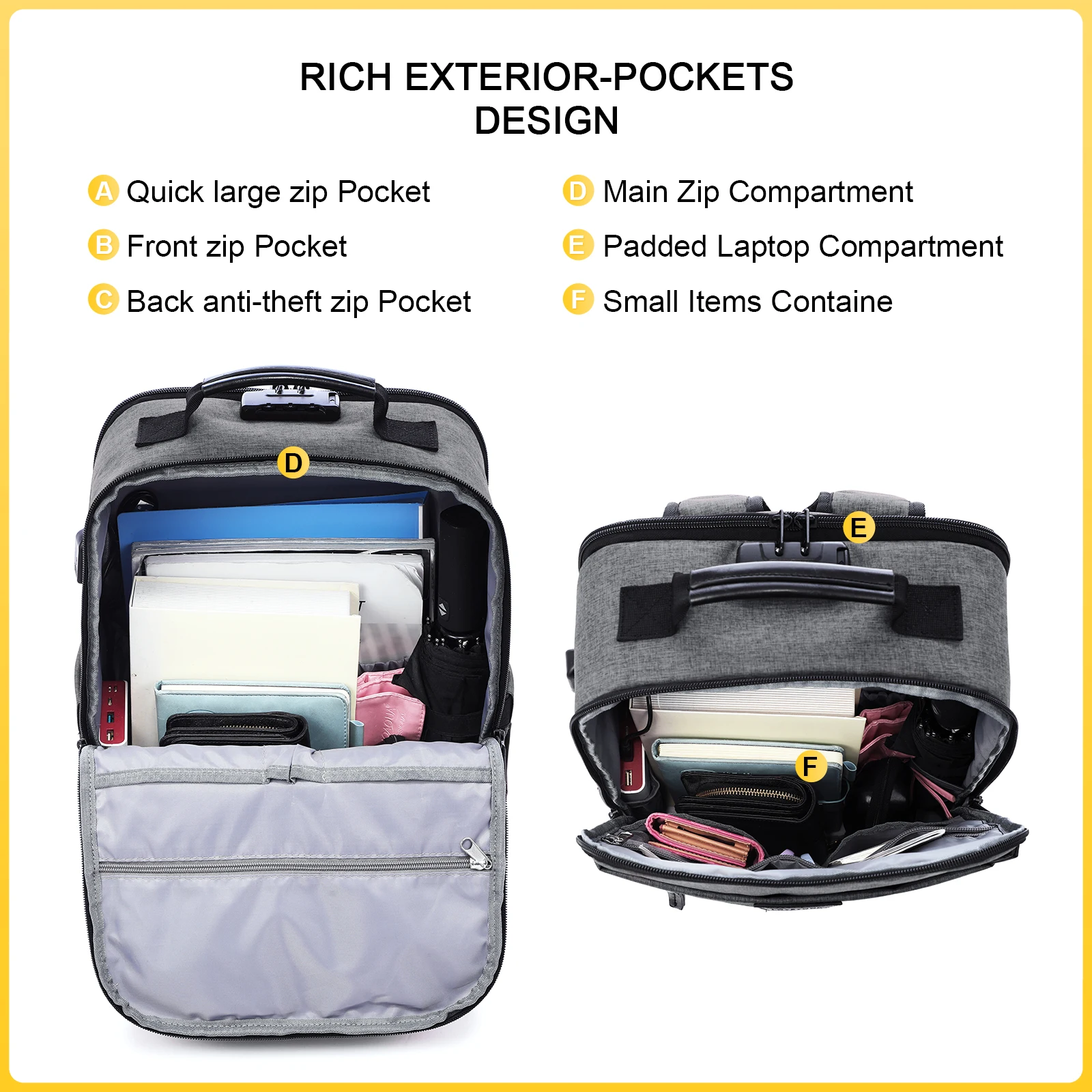 Zaino Donna LOVEVOOK Impermeabile Con Porta Laptop 15,6 Pollici - Grande Capacità, Ideale Per Viaggio, Ufficio E Università