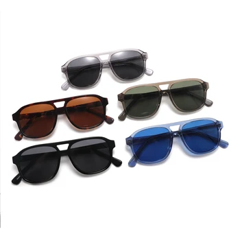 Luxury large frame new arrival acetate Double Bridge sunglasses for men and women TAC polarized lens sunglasses 2024