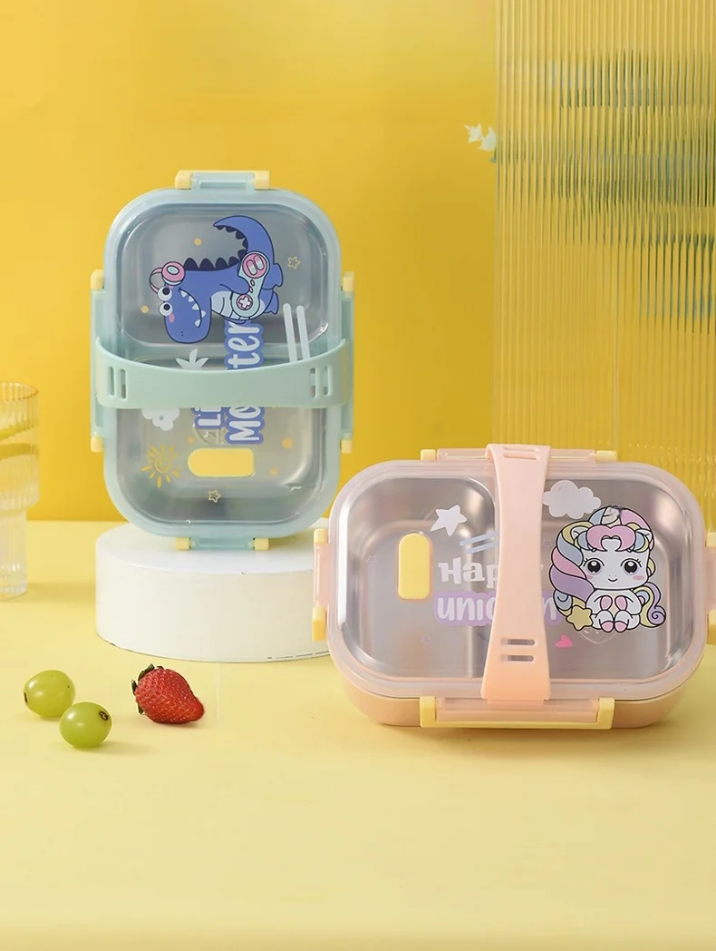 Wholesale Food Container 304 Stainless Steel Lunch Box Portable Double-layer Thermal Bento  Microwave Heating Tiffin Box_21