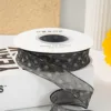 3.8cm textured crinkled chiffon black 1 yard (100 yards/roll)