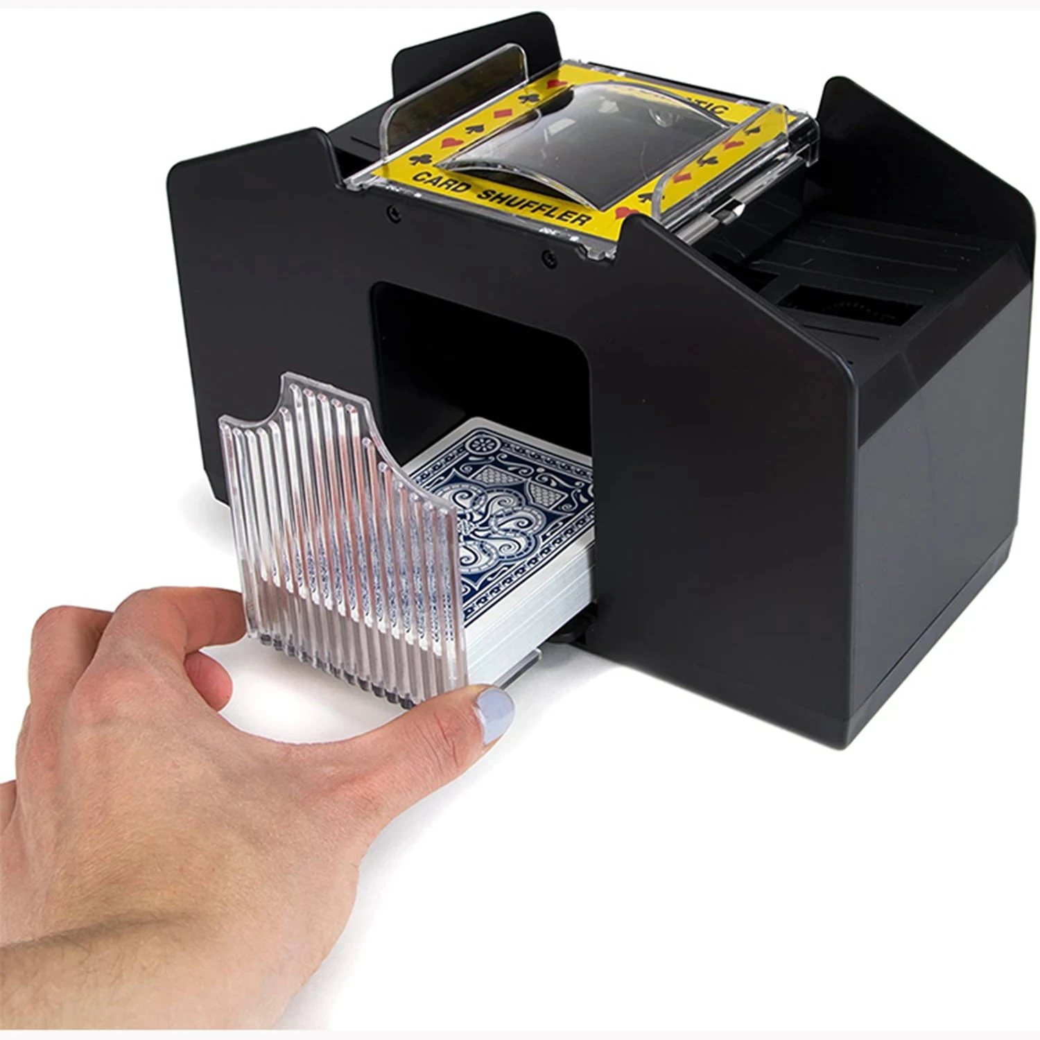 Portable 2-Deck Automatic Card Shuffler Playing Cards Sorter and Dispenser for Home or Travel Made of Durable Plastic Metal
