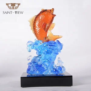 2020 New Design Casting Glass Home Decorative Jumping Fish Figurines