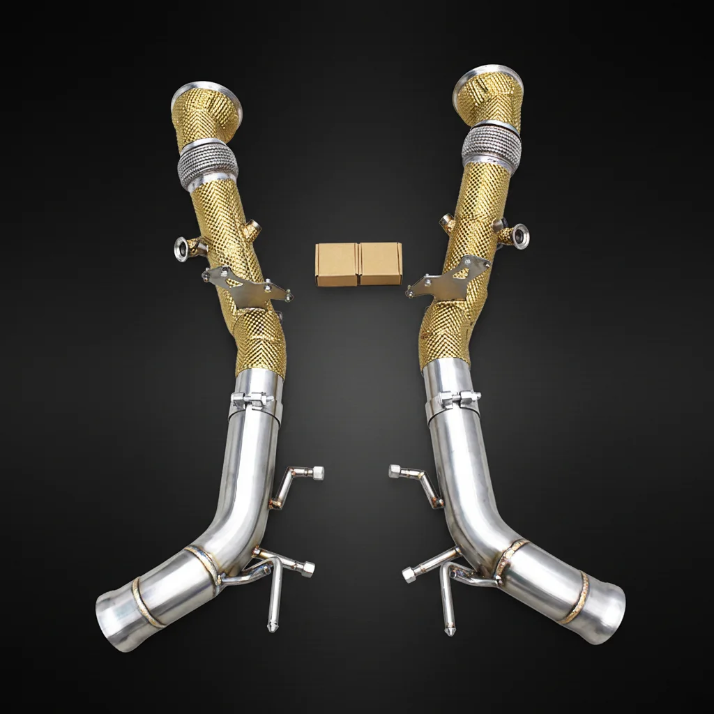 Track Exhaust System Exhaust Downpipe Golden Heat Shield For Ferrari 296 Gtb V6 3.0T 2021-2024