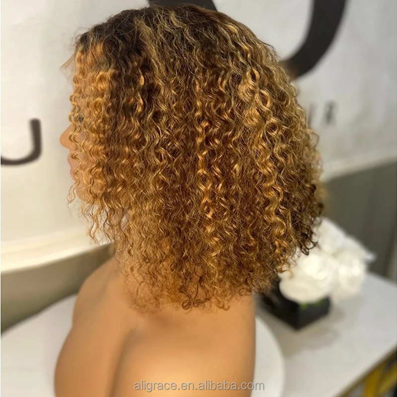 highlight curly bob wig