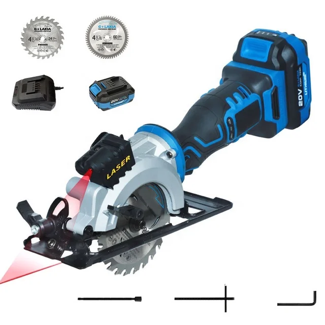 20V Lithium Mini Electric Portable Circular Miter Saw Multi-Function Household Hand-held Woodworking Tool for DIY Battery