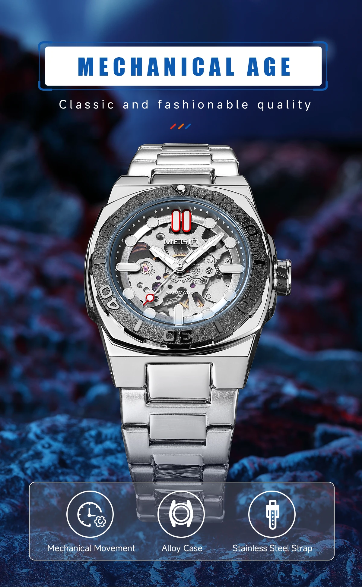 メルメル※ MEGIR 8606 Men's Watch - Fashion & Sport Stainless Steel