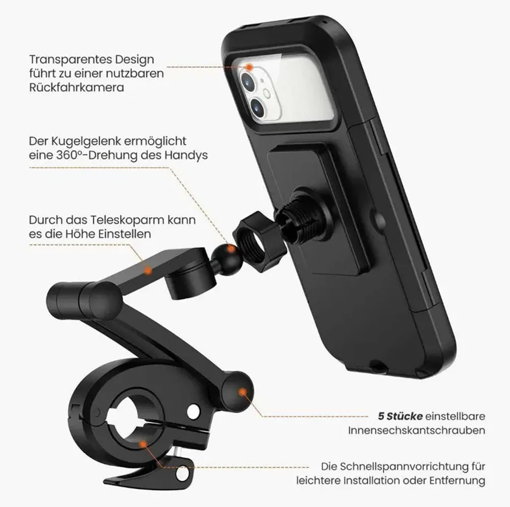 360 Degree Motorcycle Bike Bicycle Phone Holder Stand Mount Waterproof Folding Adjustable Outdoor Mobile Phone Holder Stand