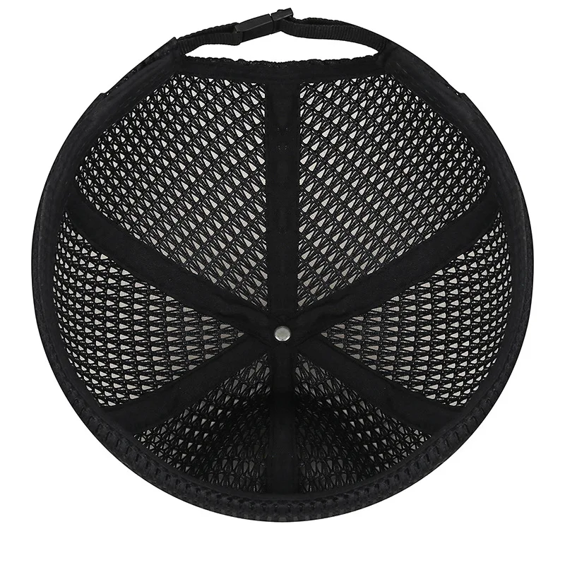 Ecowalson Summer New Arrival Stitched FEWK Leather Label Hollow-out Large-grid Mesh Tang Cap; Breathable 100% Cotton Hip Hop Hat