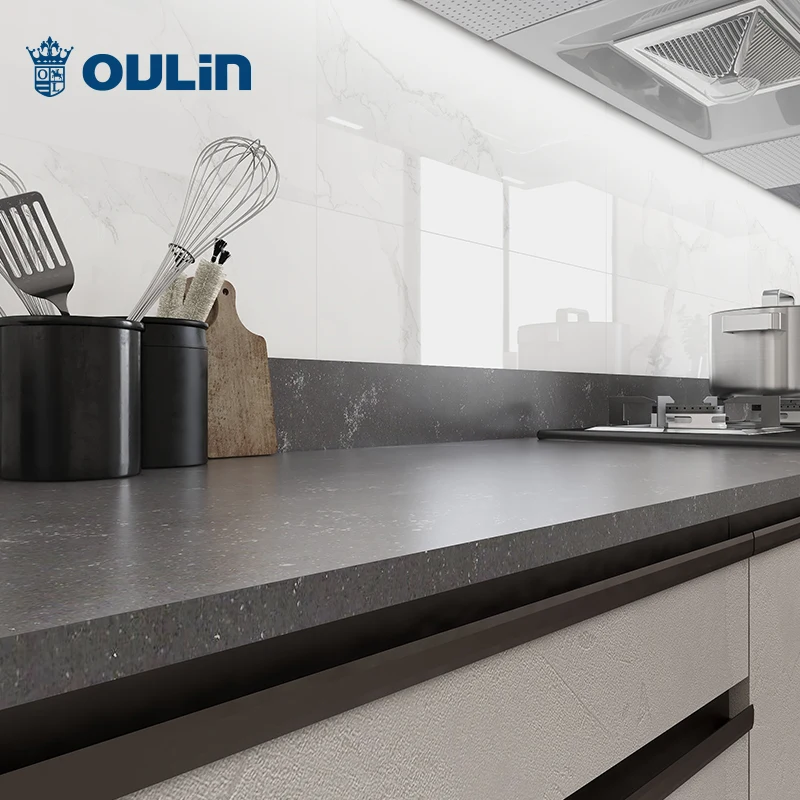 Modern Minimalist Gray Kitchen Solid Wood Pellet Kitchen Cabinet Modular
