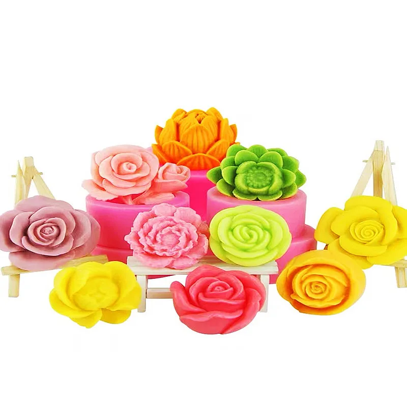 Flowers Silicone Mold Rose Peony Chocolate Mousse Ice Cream Mold Gel Drop  Aromatherapy Plaster Candle Mold