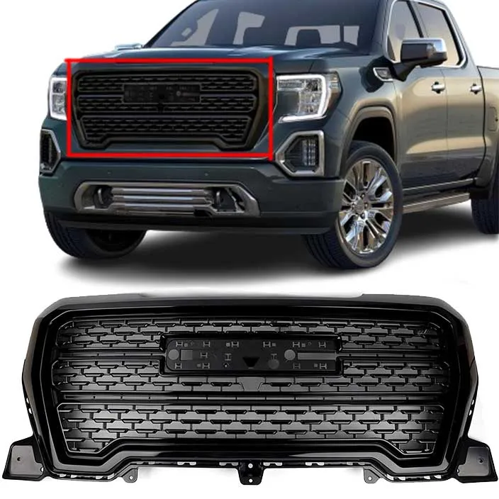 car BLACK front upper grille for GMC Sierra 1500 2019 2020 2021 accessories body kit parts oem 84633827