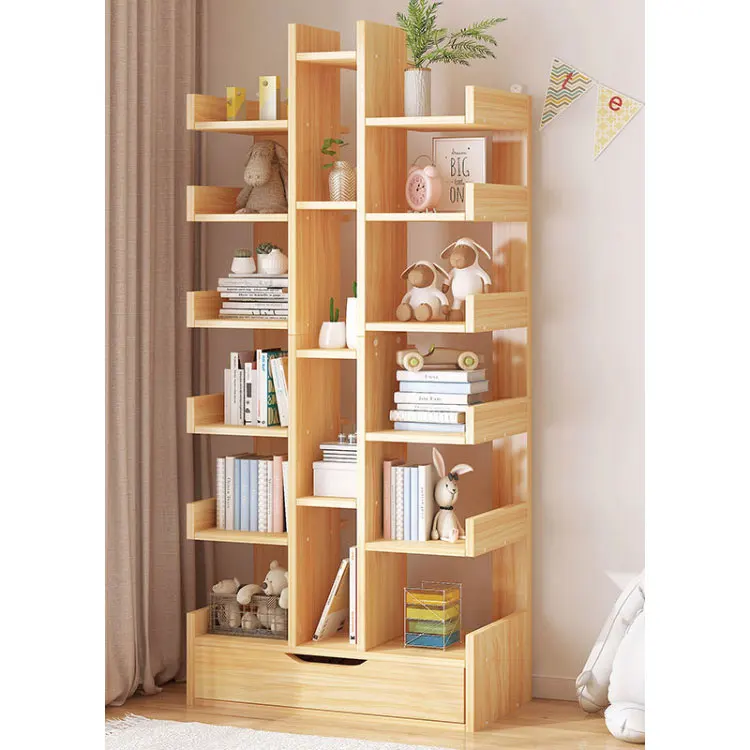 White Freestanding Book Storage Shelf Wooden Bookcase Display Book