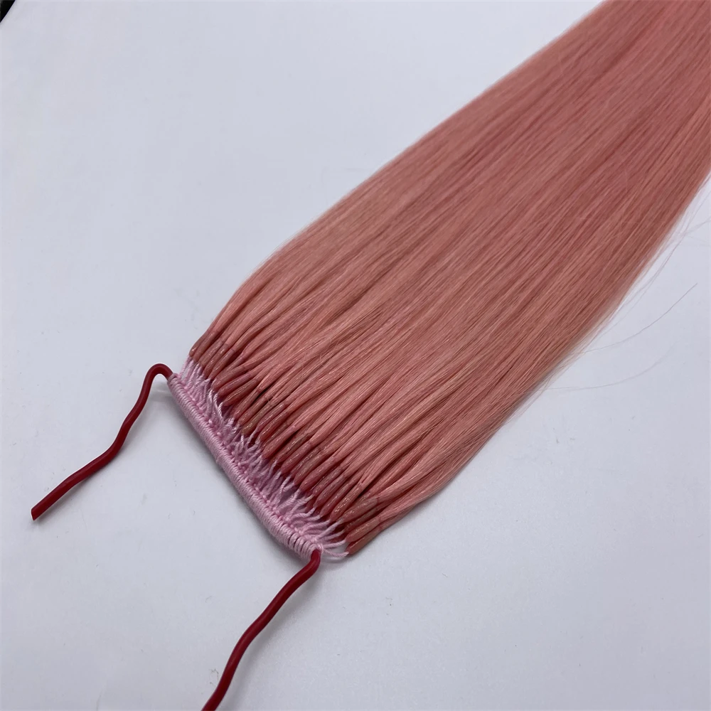 Cotton Thread Hair Extensions with Two Strands Super Quality Korea Knotted Remy Hair