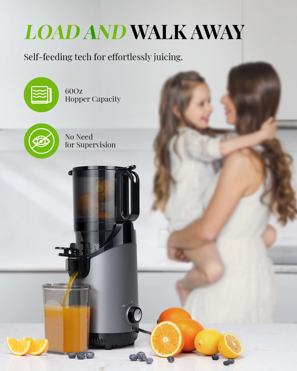 Masticating Slow Juicer High Yield Cold Press Juice Extractor Nutrient Juicer Machine Electric