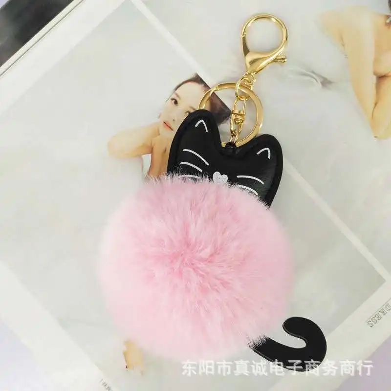 Fashion Pom Pom Keychain Fluffy Artificial Rabbit Hair Keychain Porte  Pompon Women Car Bag Accessories Keyring Gift - Buy Porte Pompon Women Car  Bag