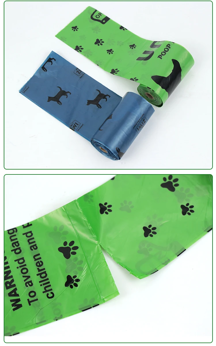Custom Printed Size 100 Biodegradable Ecofriendly Pet Poop Bags