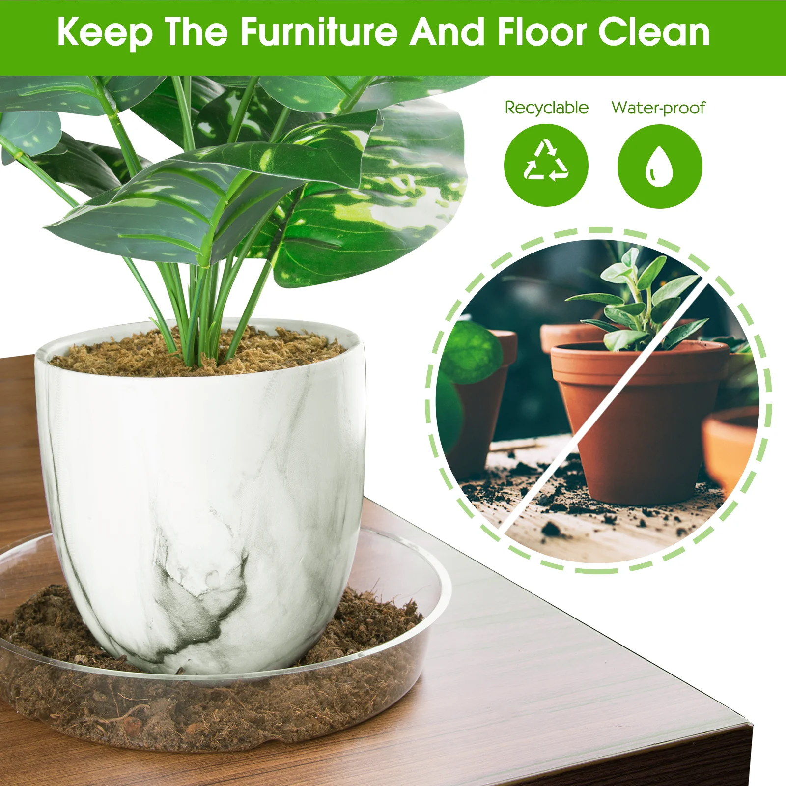 
 Plant Saucer 20 Pack Plant Tray Clear Plastic Flower Plant Pot Saucers Drip Trays Flower Pots  
