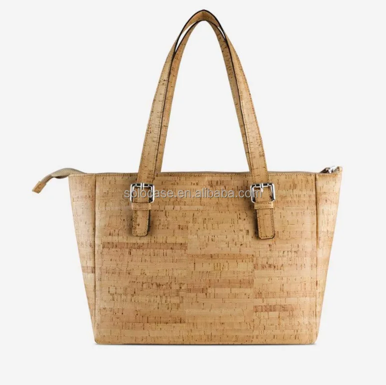 Women's Monogrammed Cork Fabric Tote Bag